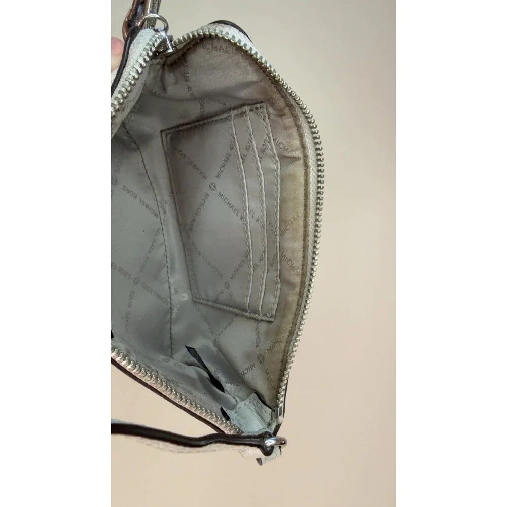 Michael Kors MK signature wristlet pouch white clutch